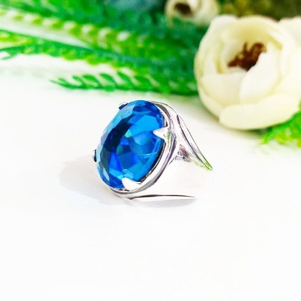 Mavi Topaz Taşı Erkek Yüzük – ERY72