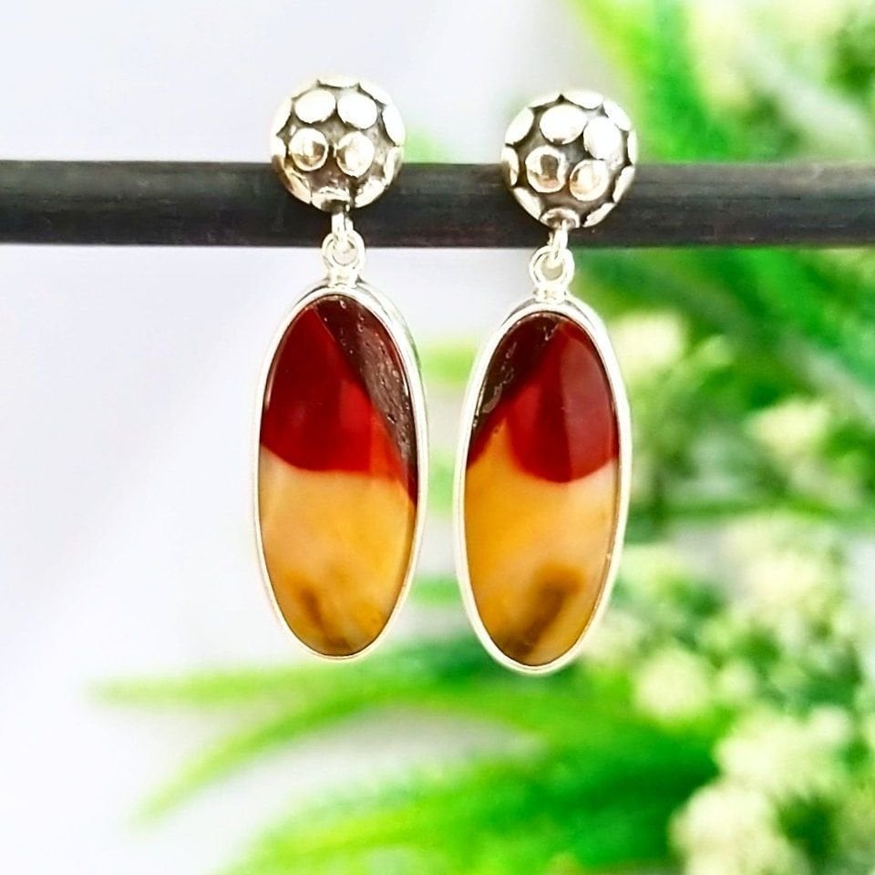 Mookaite Jasper Taşı Doğal Taş Küpe - KP837