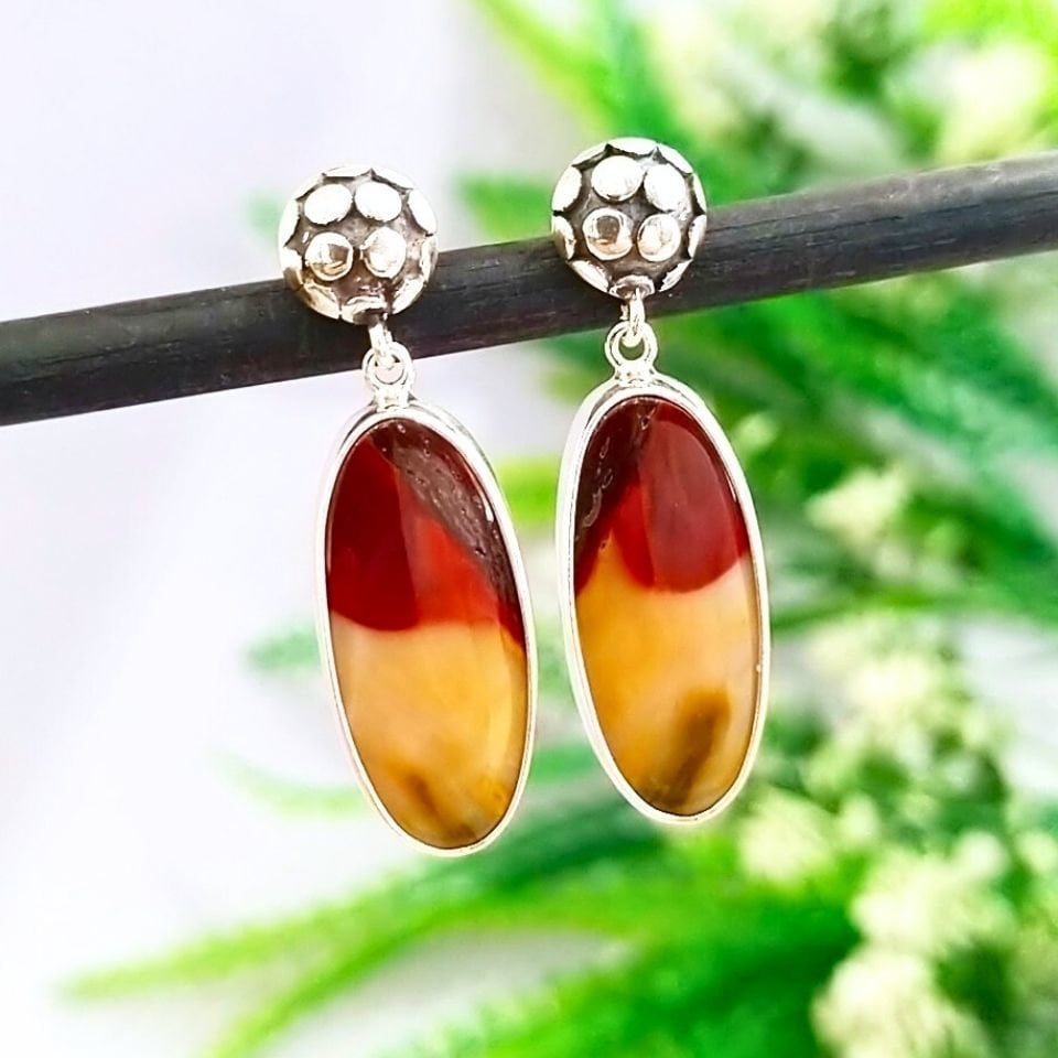 Mookaite Jasper Taşı Doğal Taş Küpe - KP837