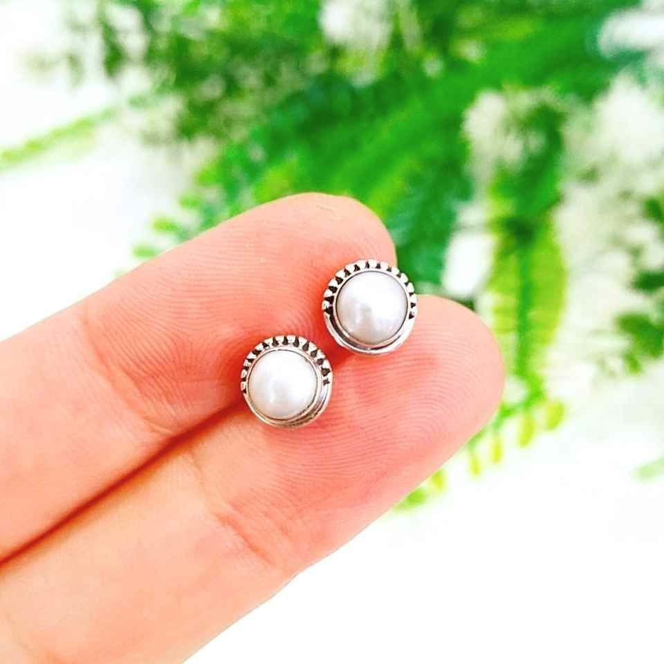 İnci Doğal Taş Gümüş Küpe 00583