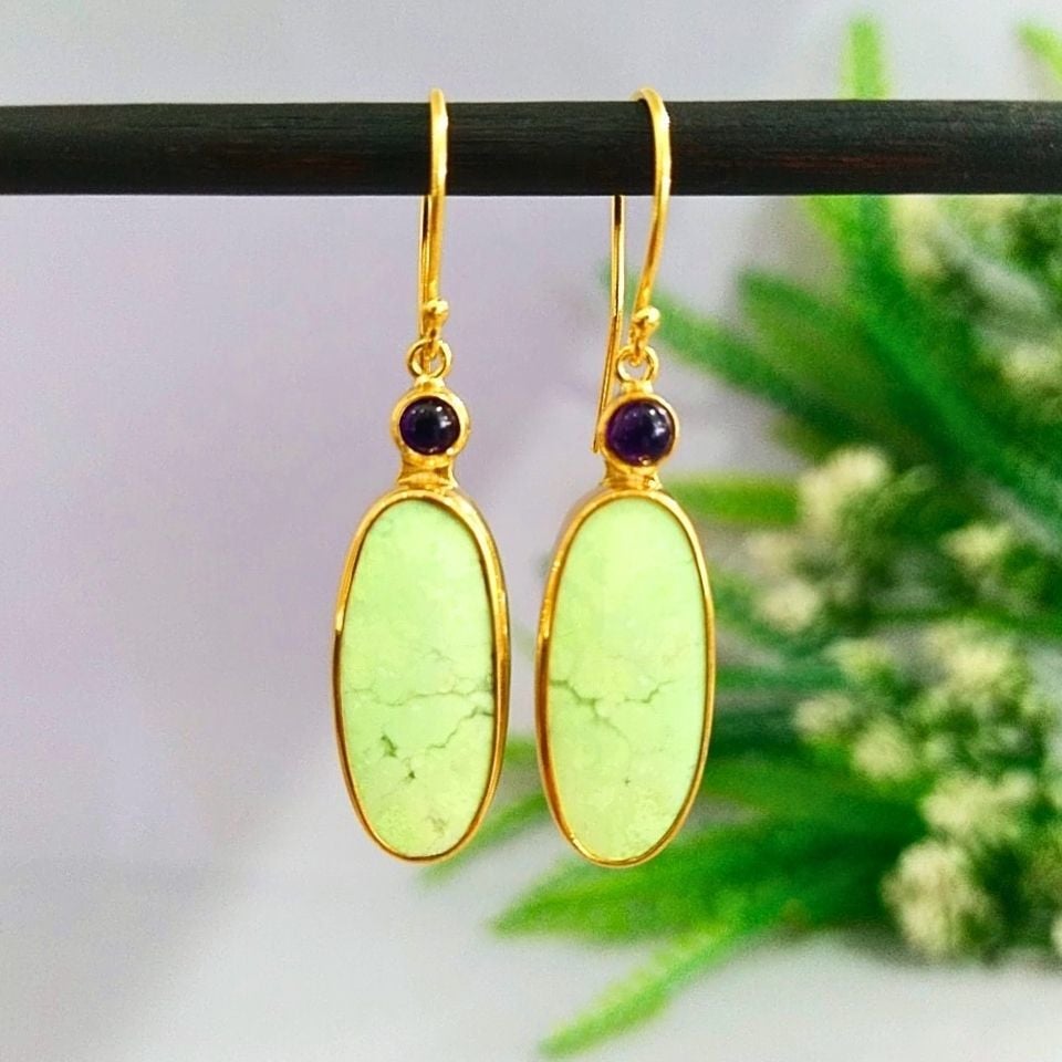 Chrysoprase Stone Natural Stone Earrings - KP842