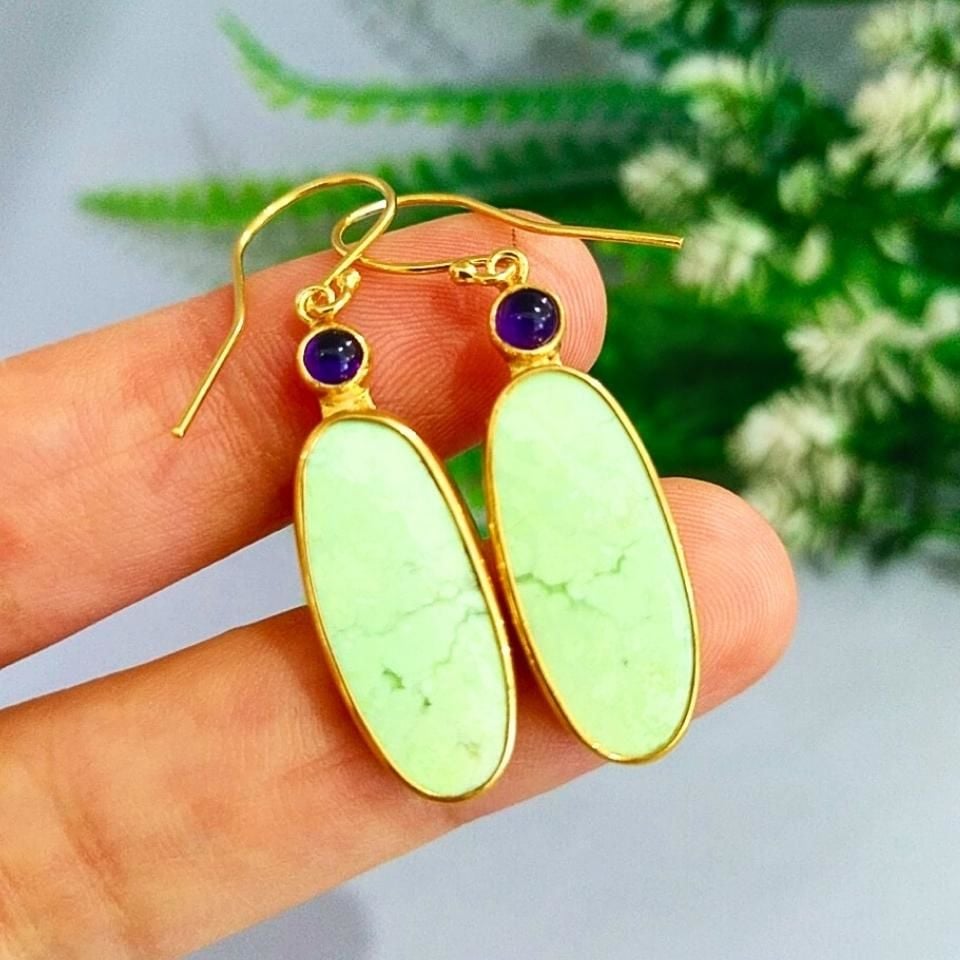 Chrysoprase Stone Natural Stone Earrings - KP842