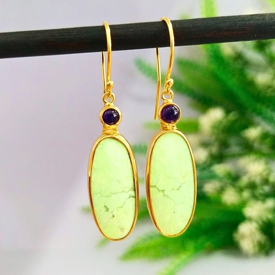 Chrysoprase Stone Natural Stone Earrings - KP842