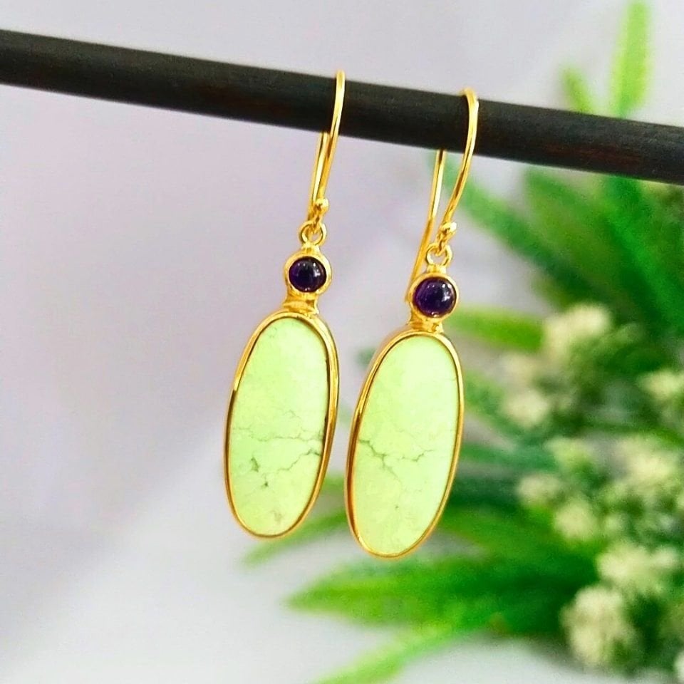 Chrysoprase Stone Natural Stone Earrings - KP842