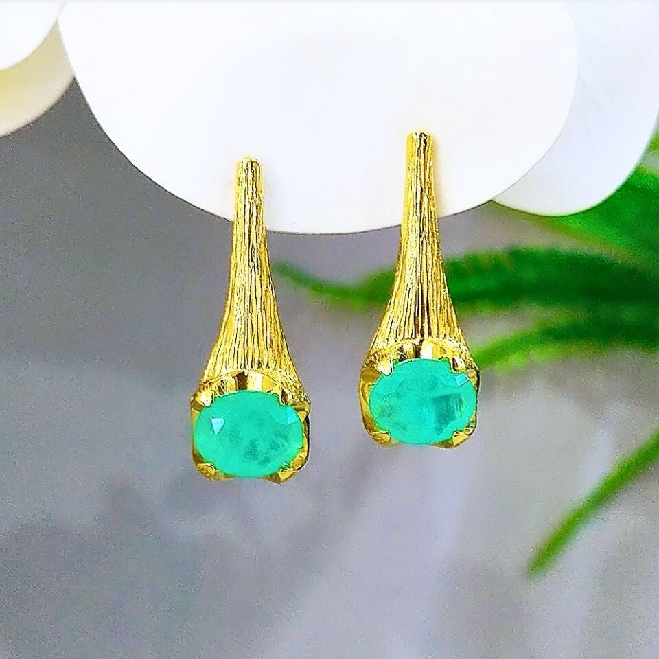 Paraiba Turmalin Özel Tasarım Küpe - KP992