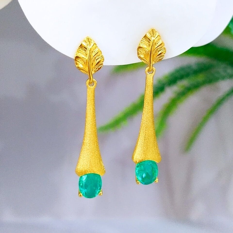 Paraiba Turmalin Özel Tasarım Küpe - KP993