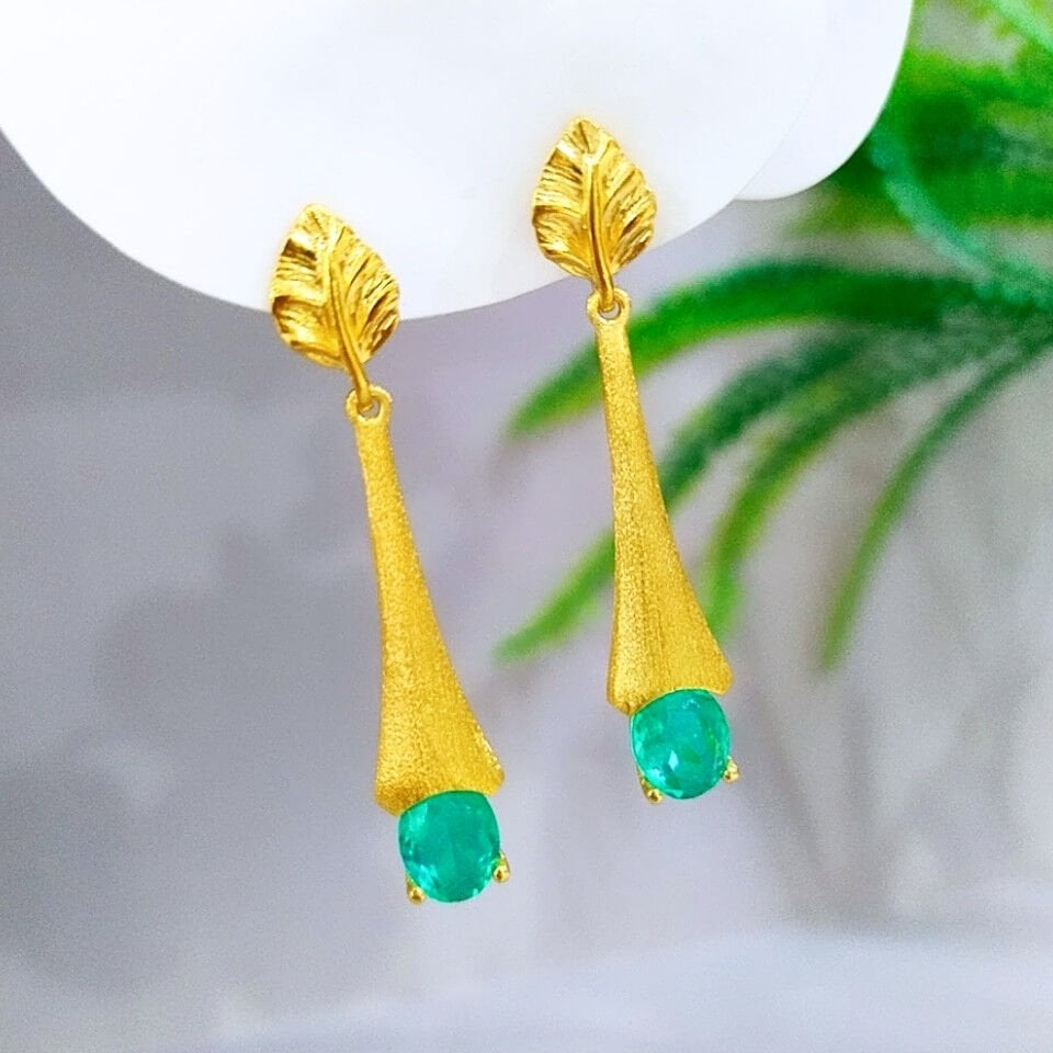 Paraiba Turmalin Özel Tasarım Küpe - KP993