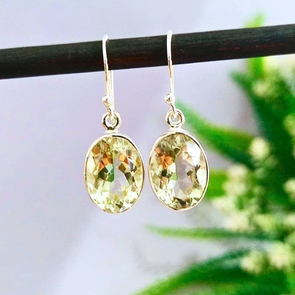 Green Topaz Taşı Doğal Taş Küpe - KP855