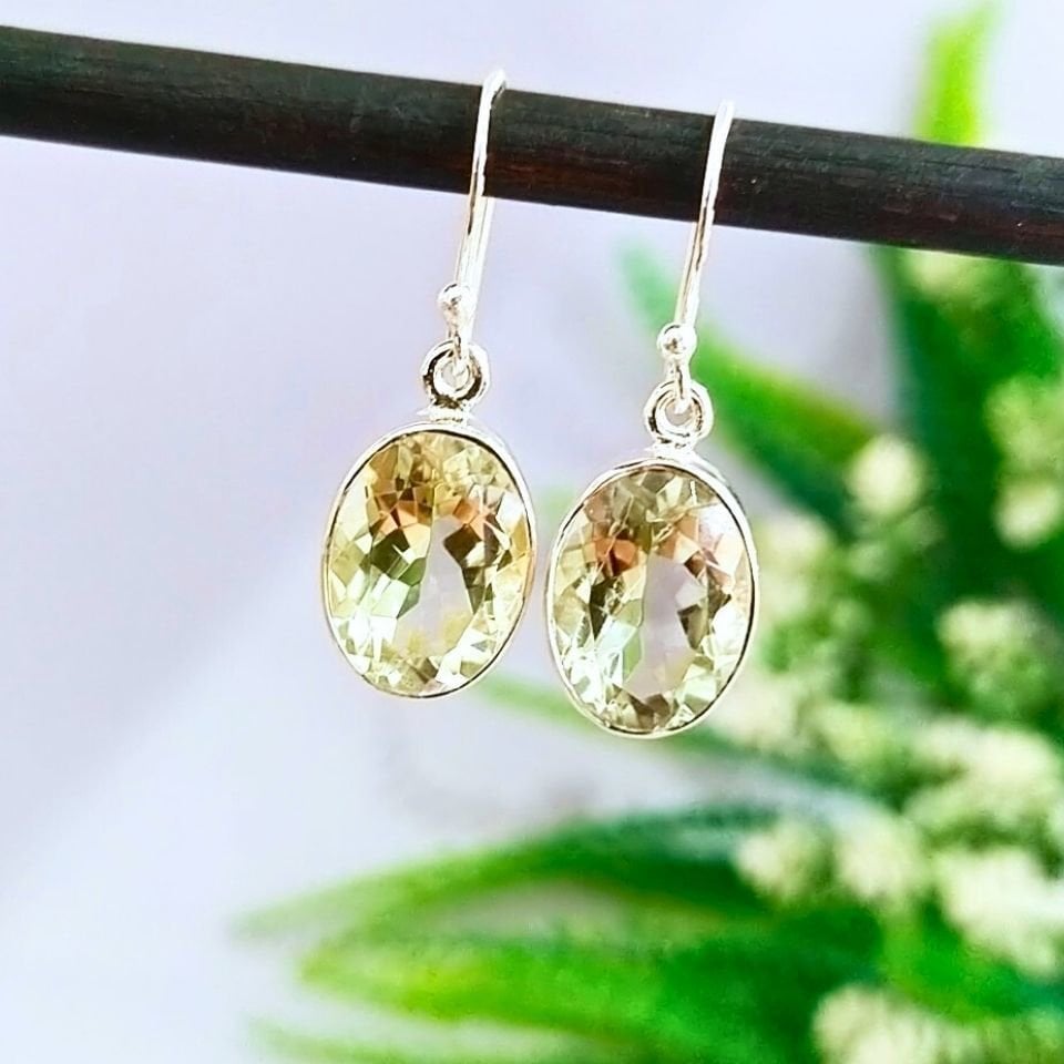 Green Topaz Taşı Doğal Taş Küpe - KP855