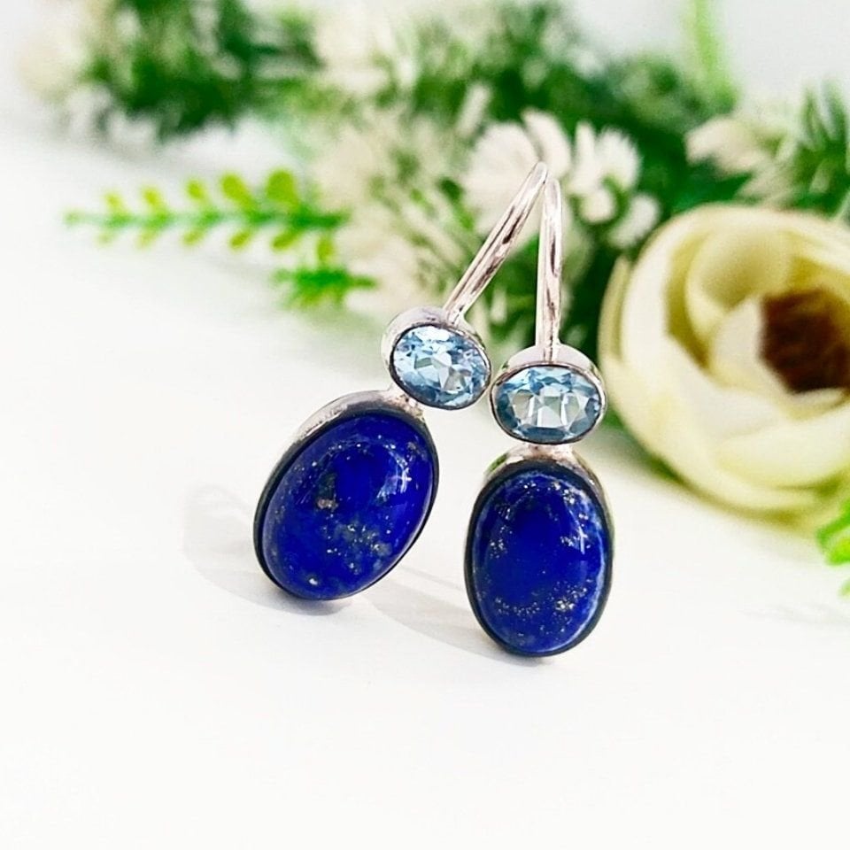 Lapis Lazuli Doğal Taş Küpe - KP864