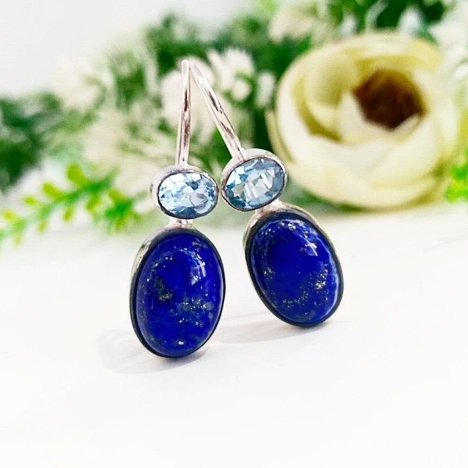 Lapis Lazuli Doğal Taş Küpe - KP864