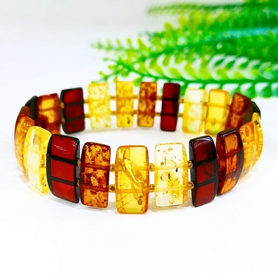 Tropfen-Bernstein-Natursteinarmband - KHR566