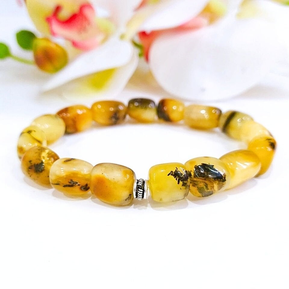 Tropfen-Bernstein-Natursteinarmband - KHR581