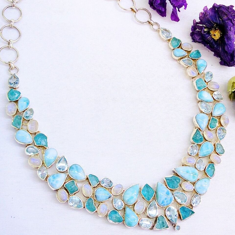 Larimar Aytaşı Özel Tasarım Kolye