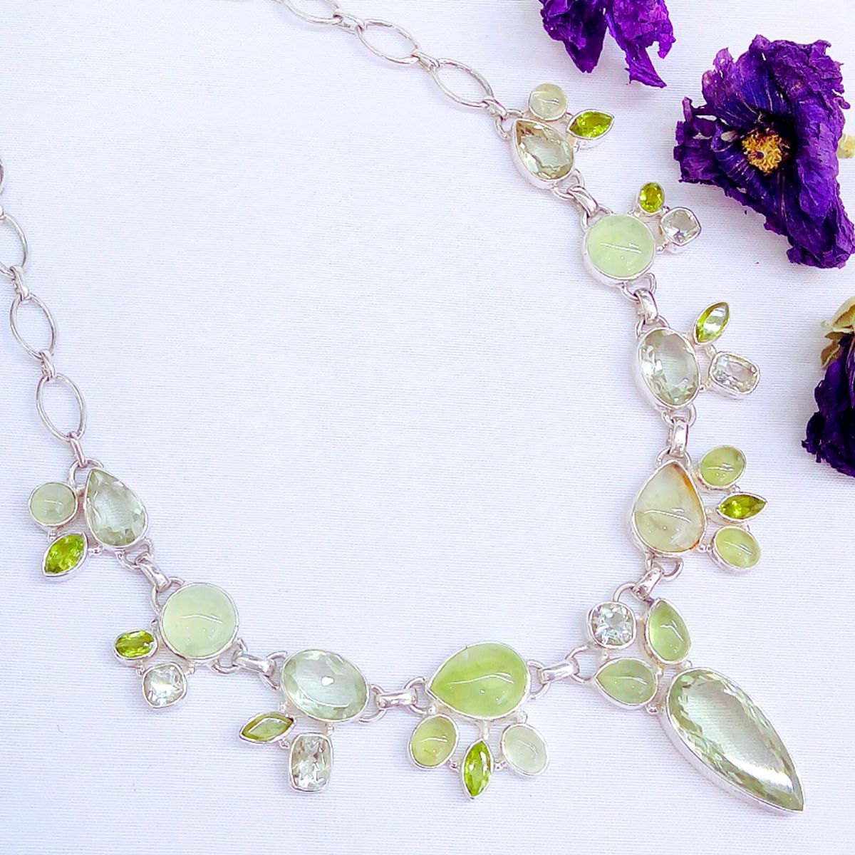 Prinayt Green Topaz and Olivine Necklace