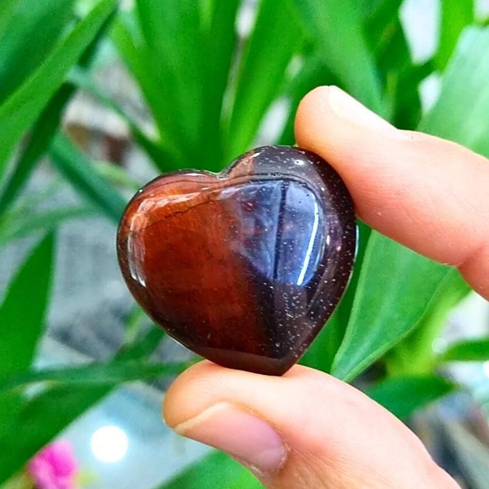 Red Tiger Eye Stone Heart Object