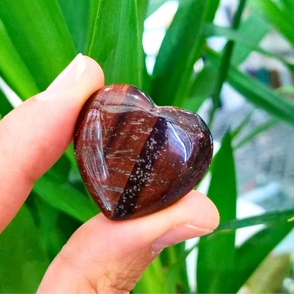 Red Tiger Eye Stone Heart Object