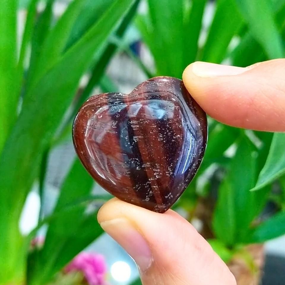 Red Tiger Eye Stone Heart Object