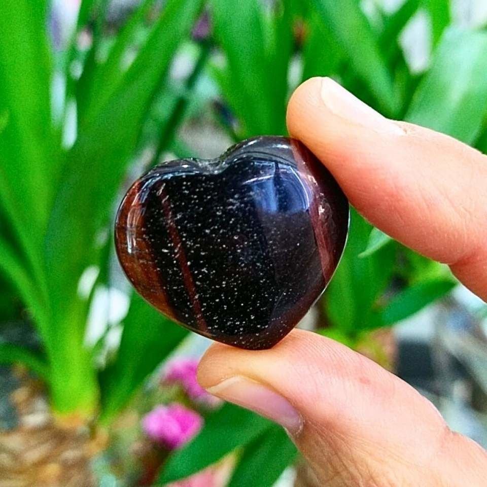 Red Tiger Eye Stone Heart Object