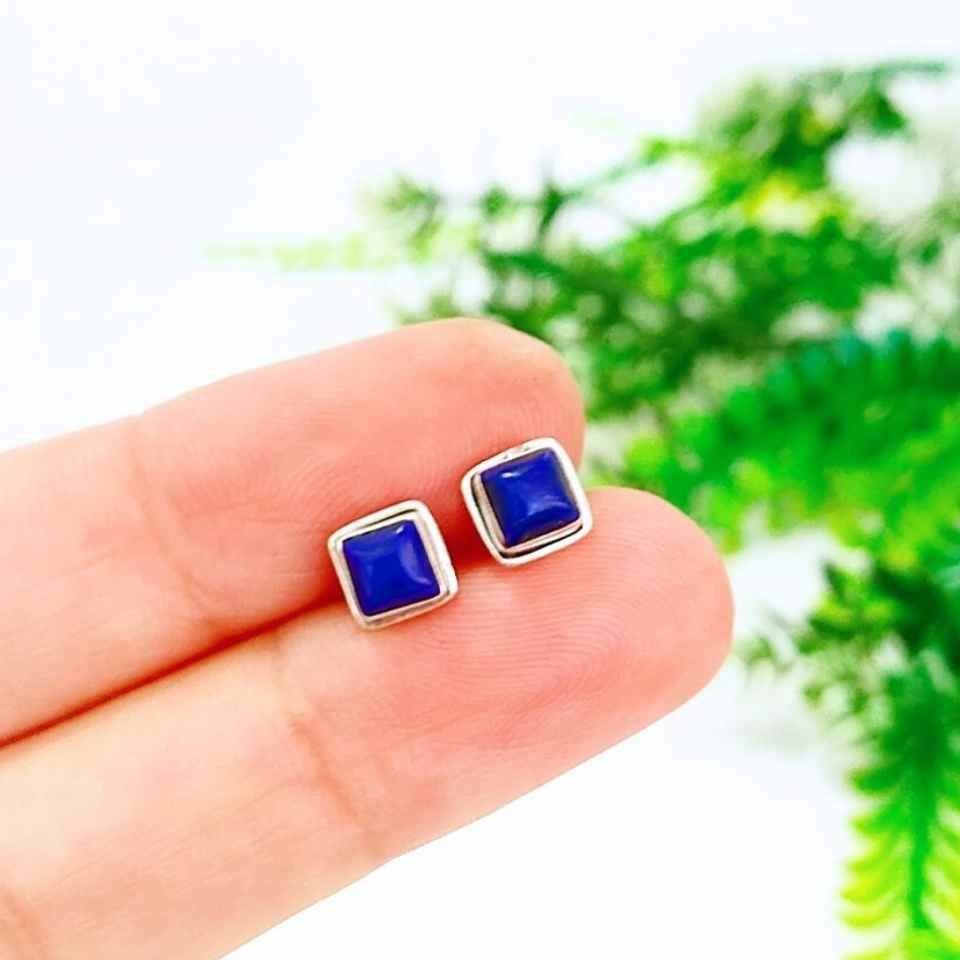 Lapislazuli Naturstein Silber Ohrringe 00635