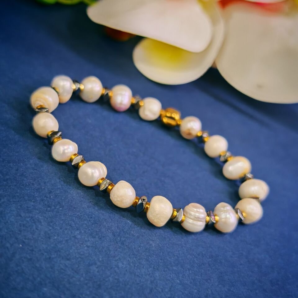 İnci ve Hematit Doğal Taş Bileklik - BLK967