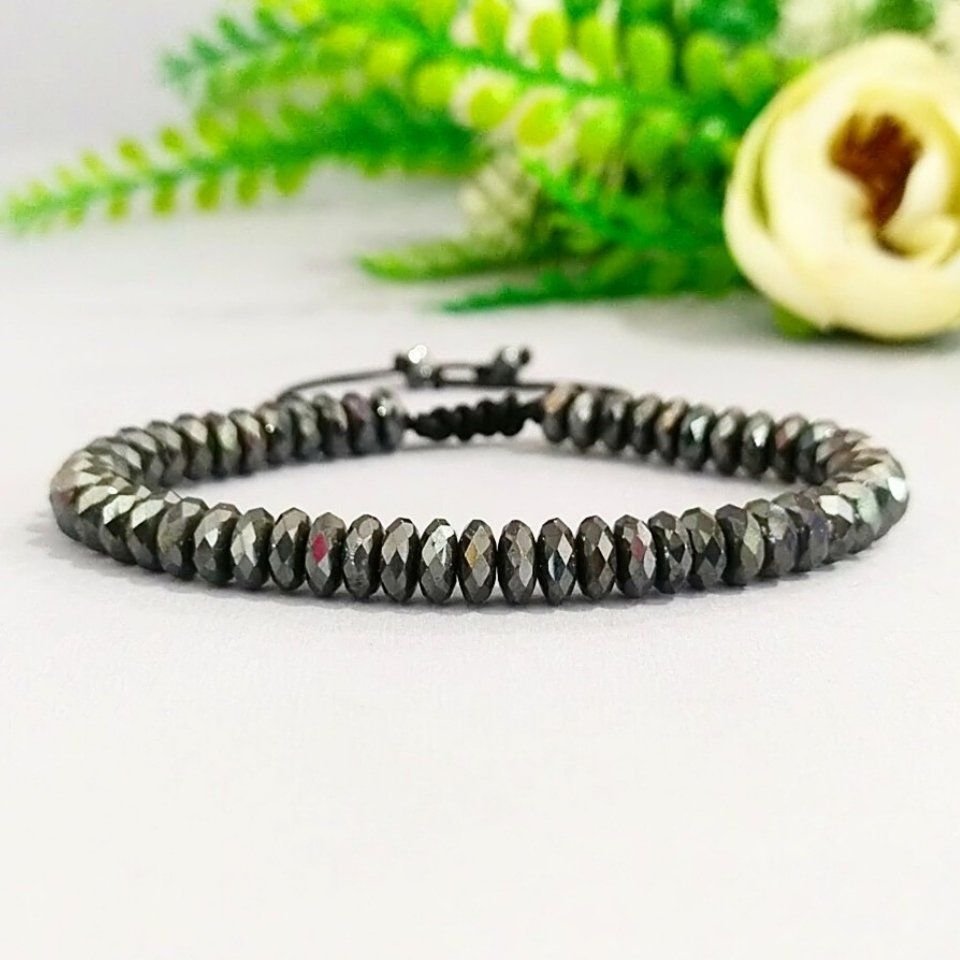 Hematite Macrame Natural Stone Bracelet - BLK892