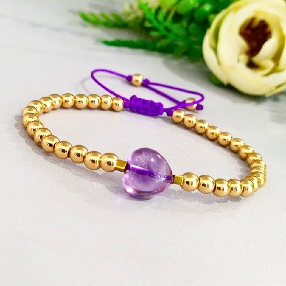 Hematite and Ametrine Macrame Natural Stone Bracelet - BLK896