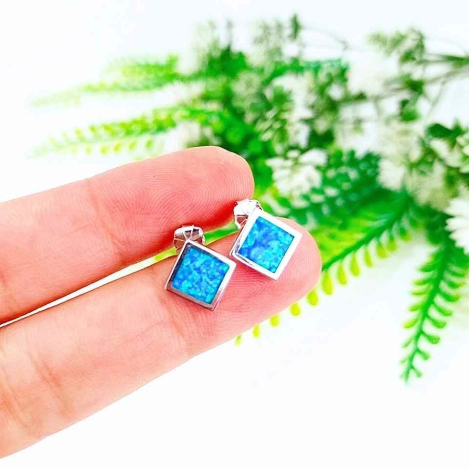 Opal Taşı Doğal Taş Gümüş Küpe 00670