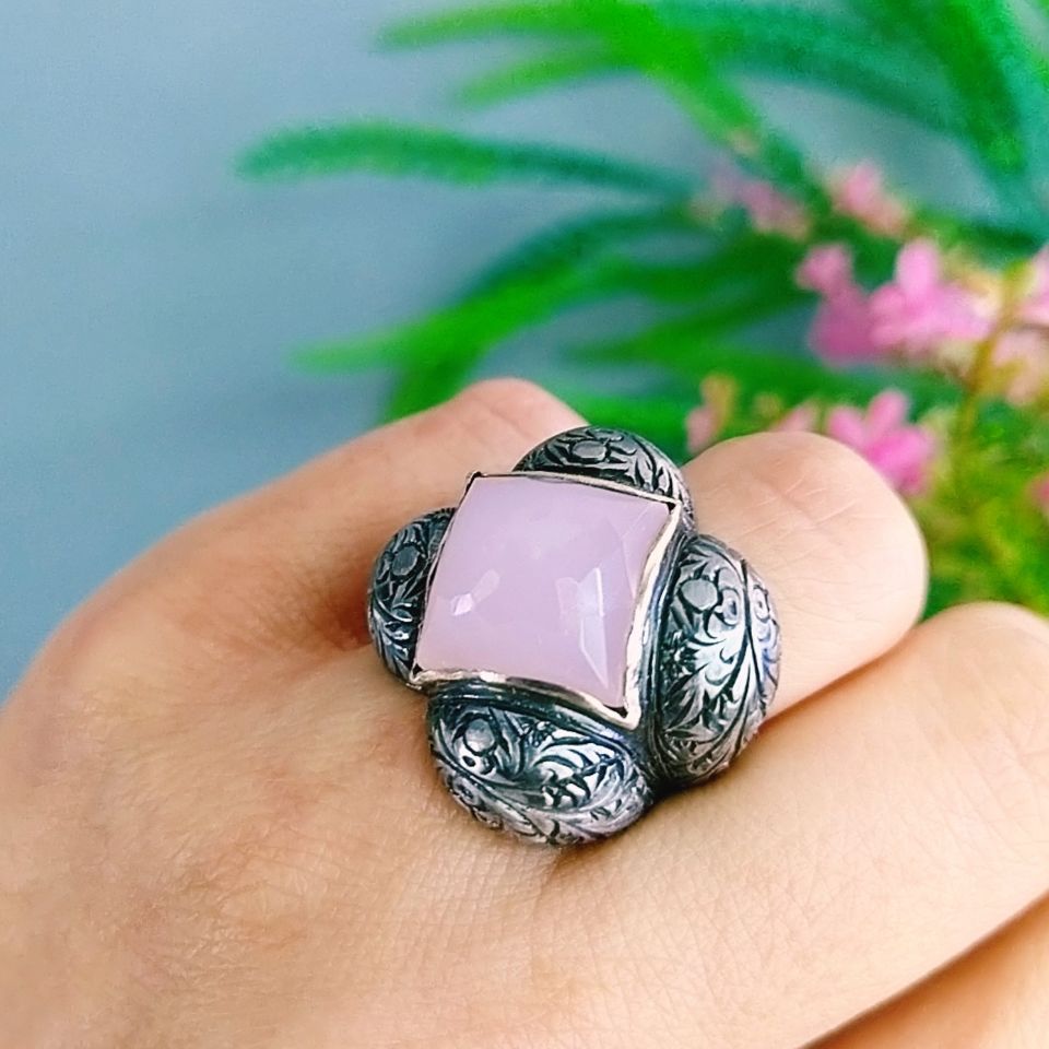 Pembe Kuvars Özel Tasarım Yüzük
