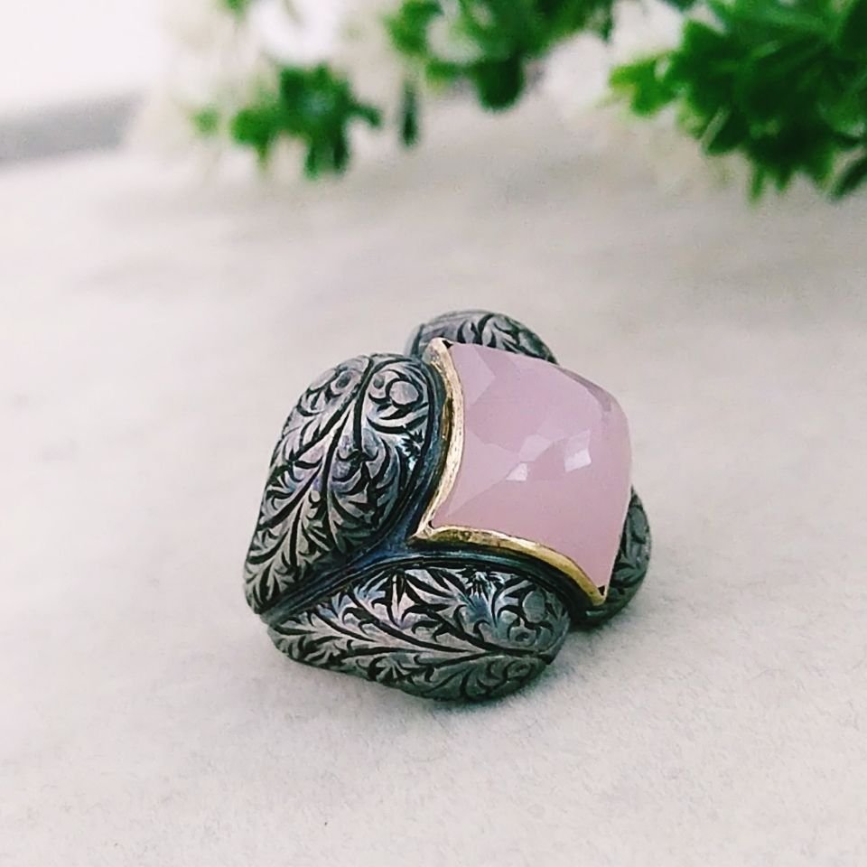 Pembe Kuvars Özel Tasarım Yüzük