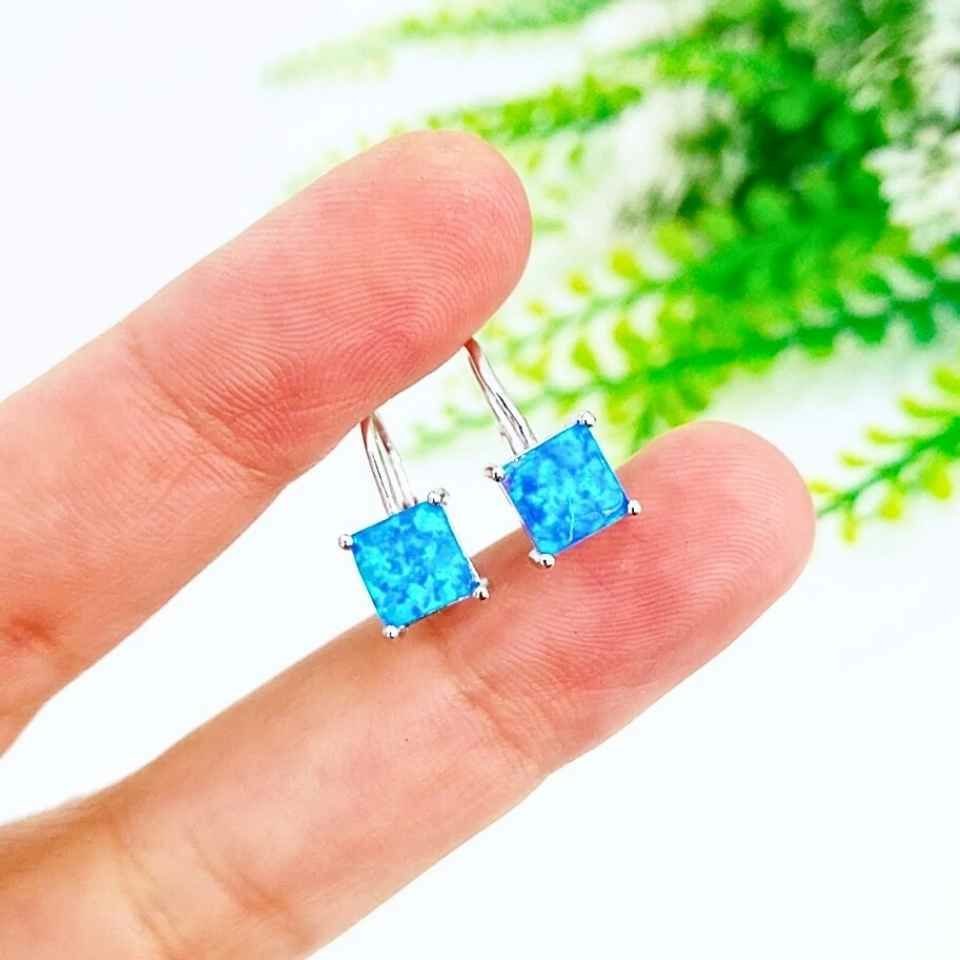 Opal Taşı Doğal Taş Gümüş Küpe 00672