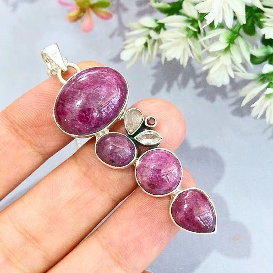 Yakut ve Herkimer Elması Özel Tasarım Kolye
