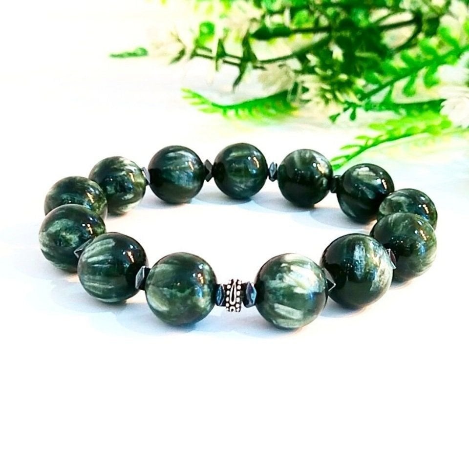 Seraphinite Stone Bracelet 12 mm