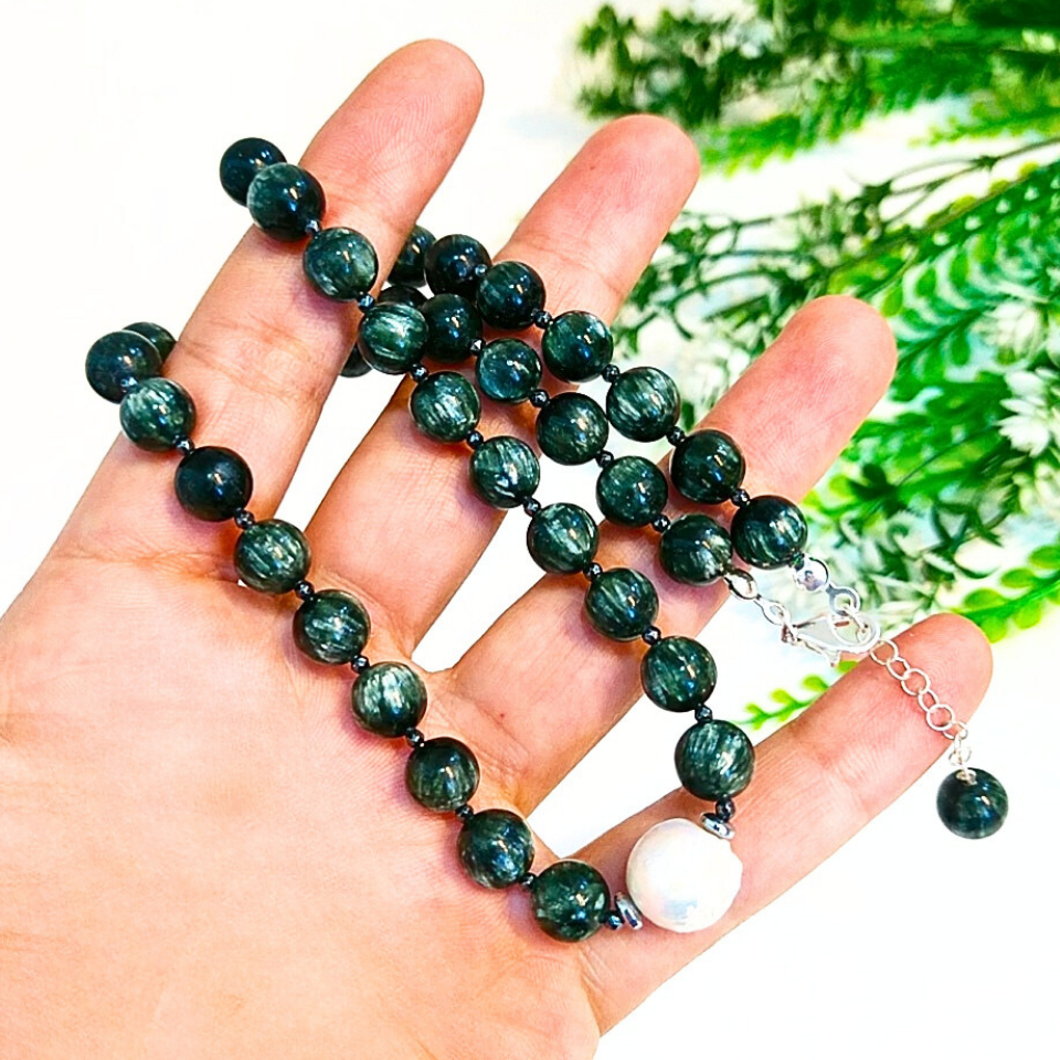 Seraphinite and Baroque Pearl Special Design Necklace