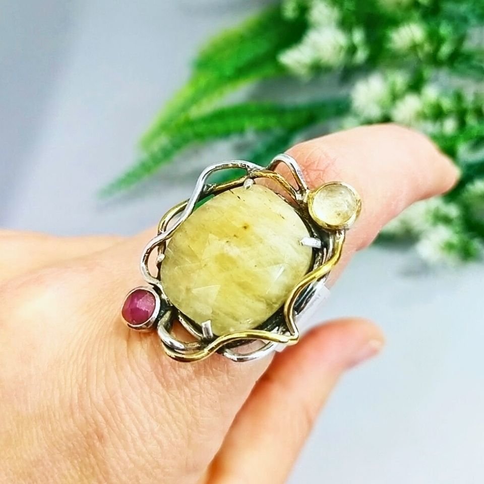 Sarı Safir Özel Tasarım Yüzük - OTS992