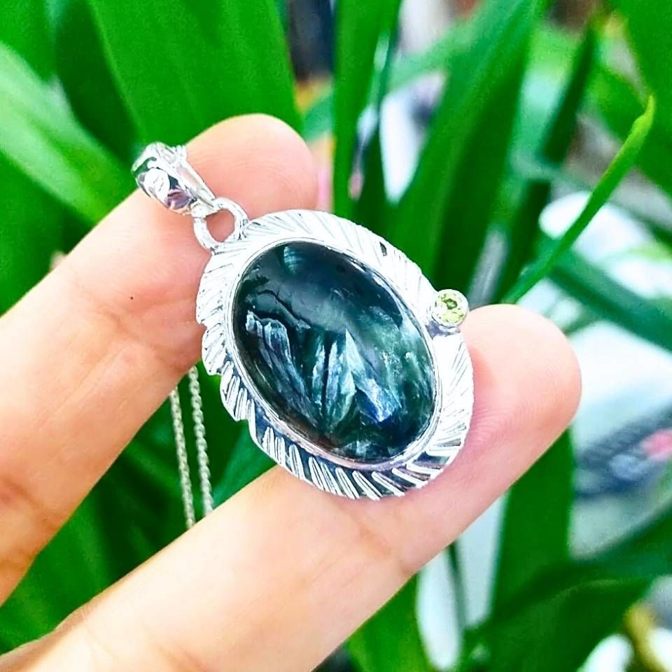 Seraphinite and Chrysolite Stone Special Design Necklace