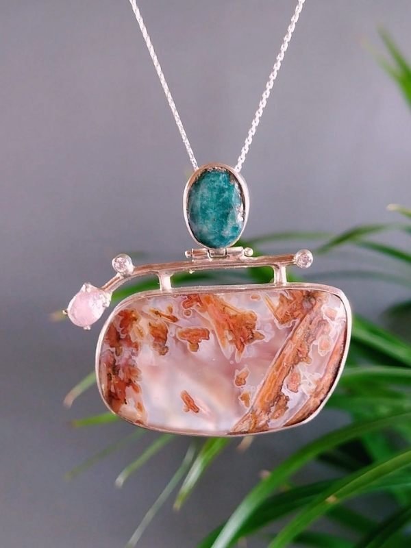 Tree Opal Emerald Special Design Handmade Necklace