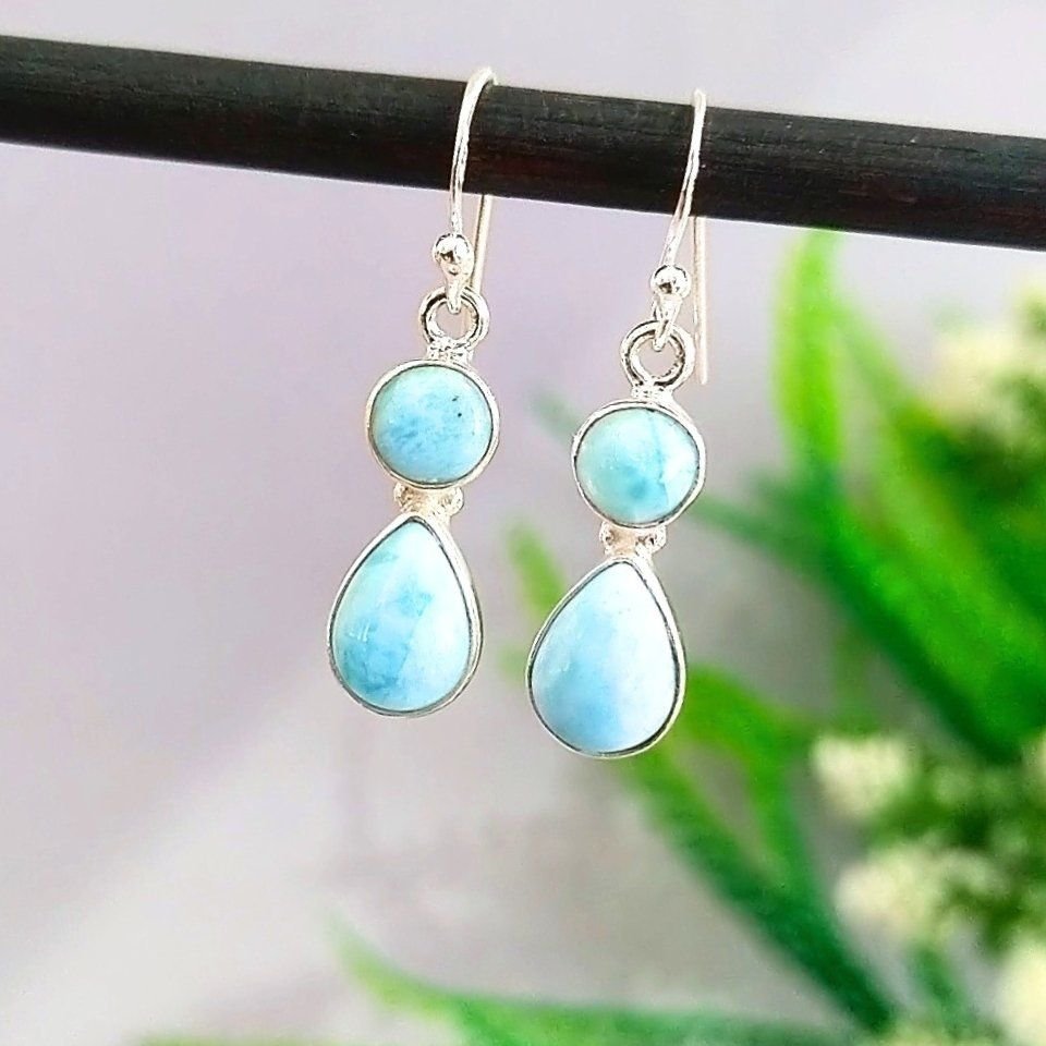 Larimar Taşı Özel Tasarım Küpe - KP885