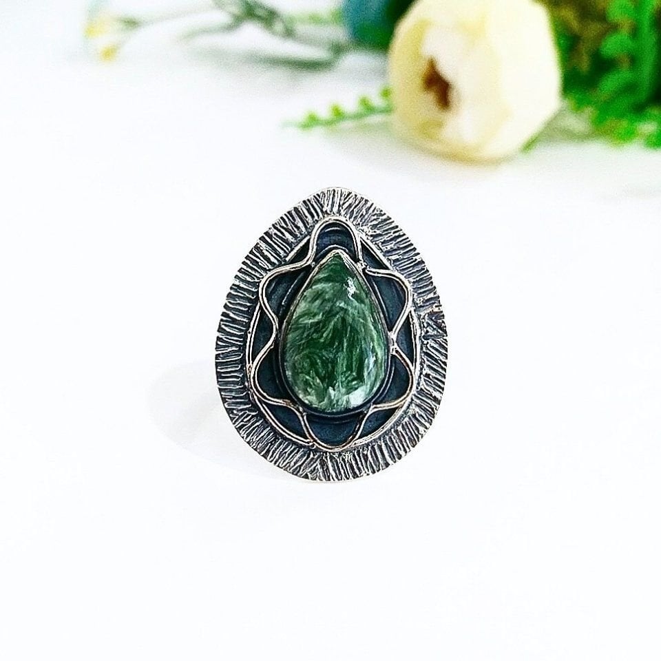 Seraphinite Stone Special Design Ring