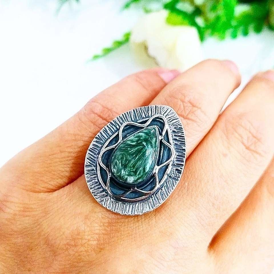 Seraphinite Stone Special Design Ring