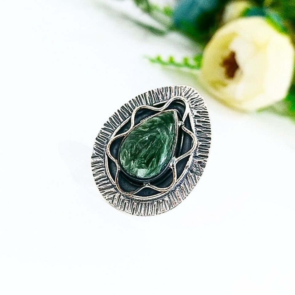 Seraphinite Stone Special Design Ring