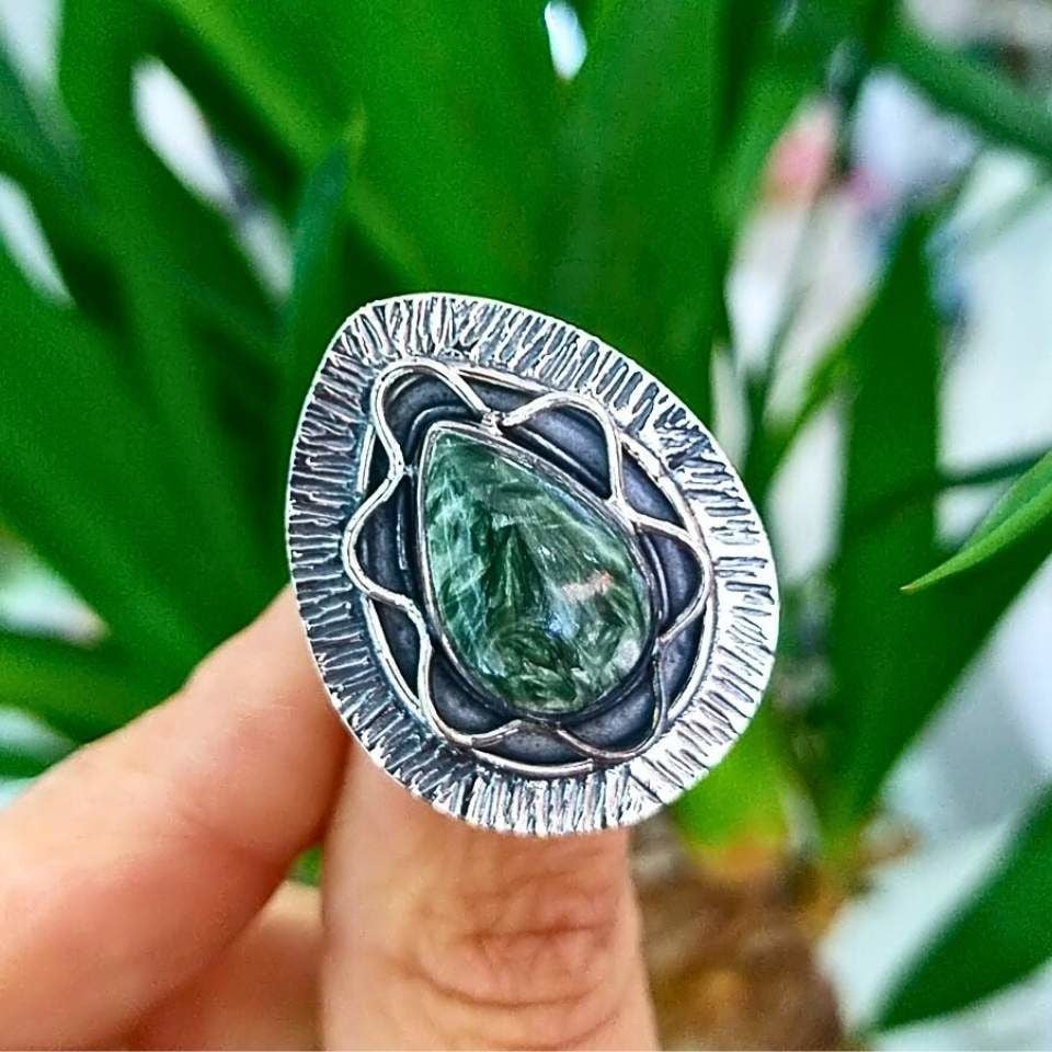 Seraphinite Stone Special Design Ring