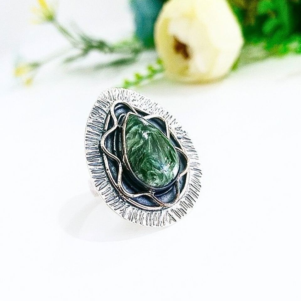 Seraphinite Stone Special Design Ring