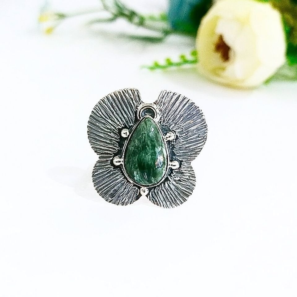 Seraphinite Stone Special Design Ring