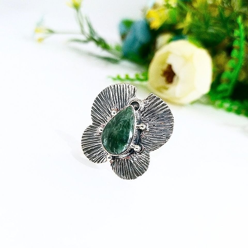 Seraphinite Stone Special Design Ring
