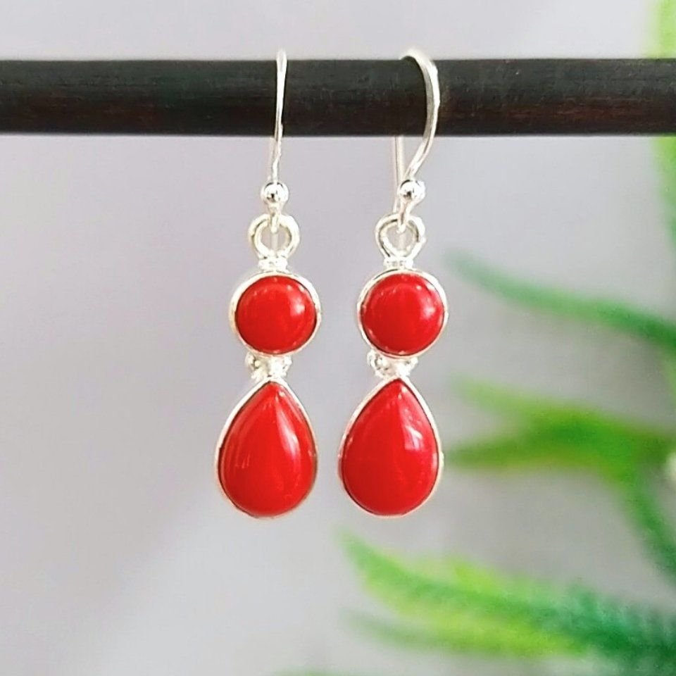 Coral Stone Special Design Earrings - KP891