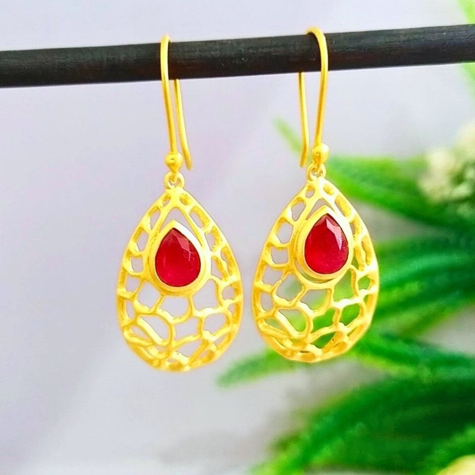 Rhodolite Garnet Özel Tasarım Küpe - KP898