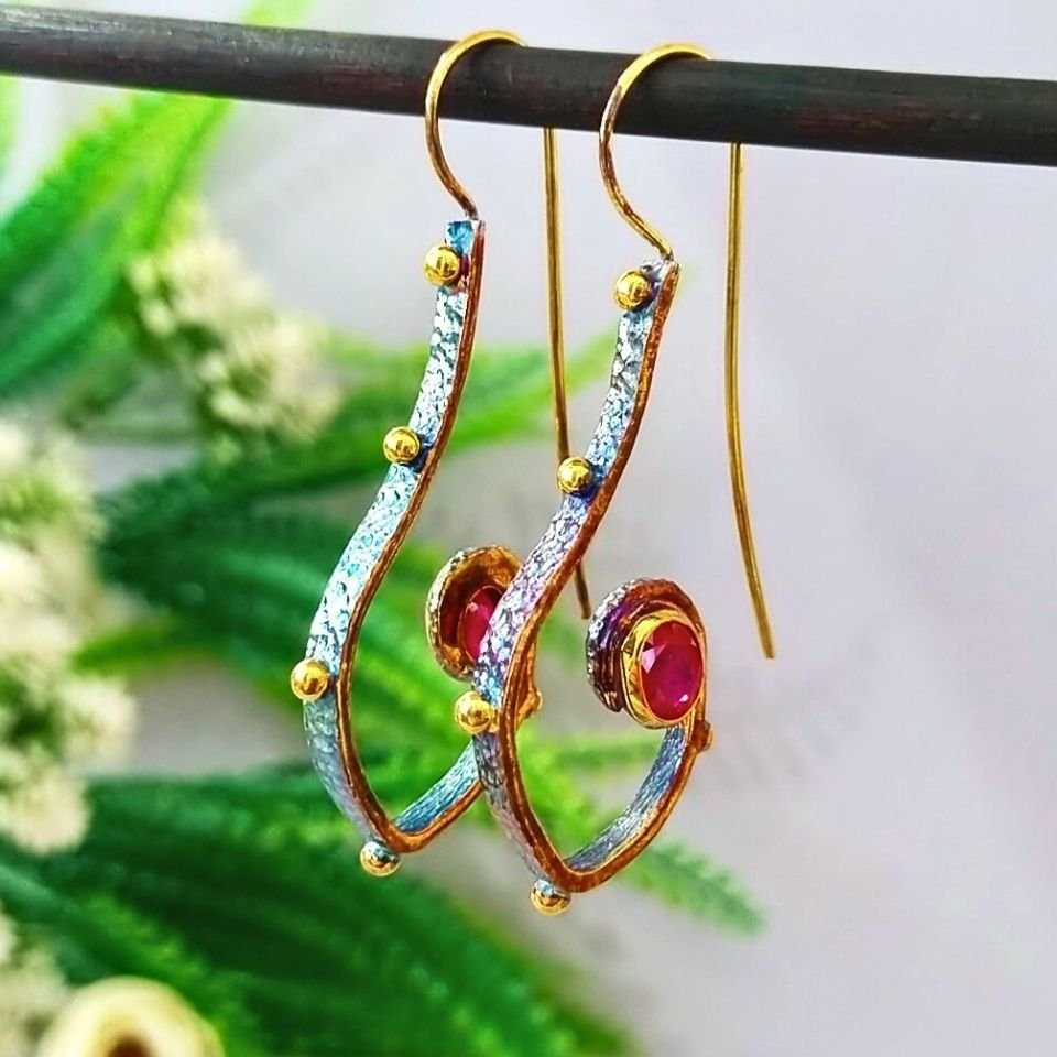 Rhodolite Garnet Özel Tasarım Küpe - KP900