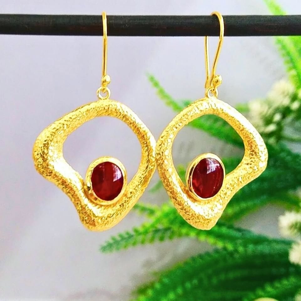 Granat Taşı Özel Tasarım Küpe - KP902