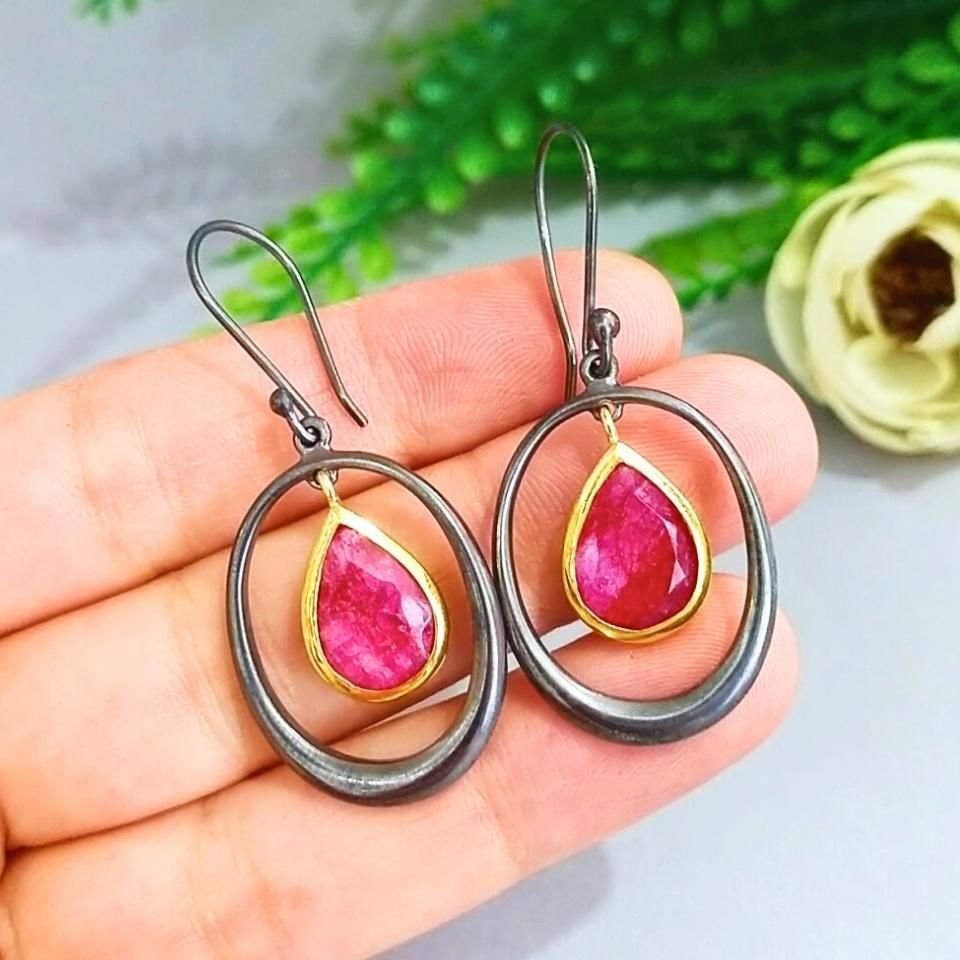 Ruby Stone Special Design Earrings - KP903